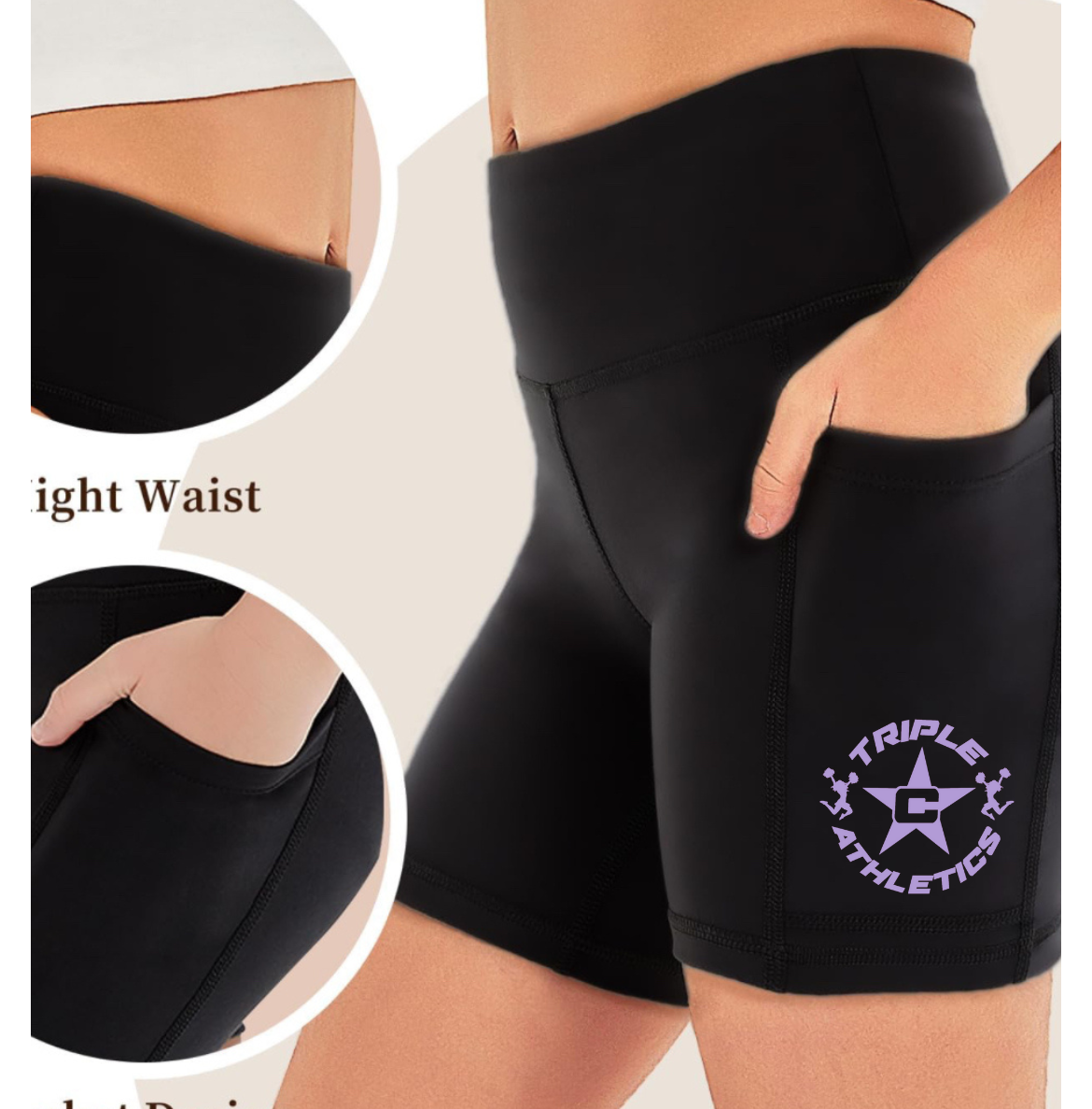 Youth Biker Short w/ pocket & Triple C logo — TRIPLE C ATHLETICS